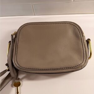Fossil Taupe Leather Crossbody Bag